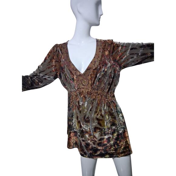 Y2K Vintage  Apt 9 Velvet Burnout Womens size 1X Babydoll Embellished Whimsy Top - Picture 7 of 16